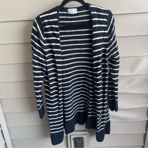 Pure collection Large black White 100% cashmere long cardigan Duster‎ Layering